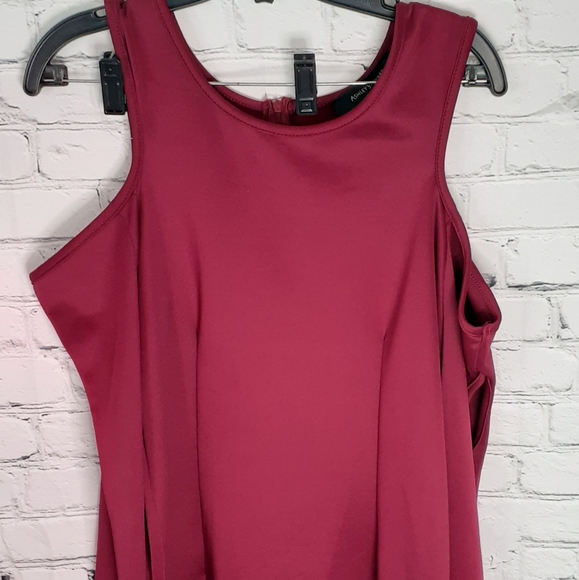 NEW 12 Ashley Stewart Burgundy Cutout Dress - Picture 2 of 8